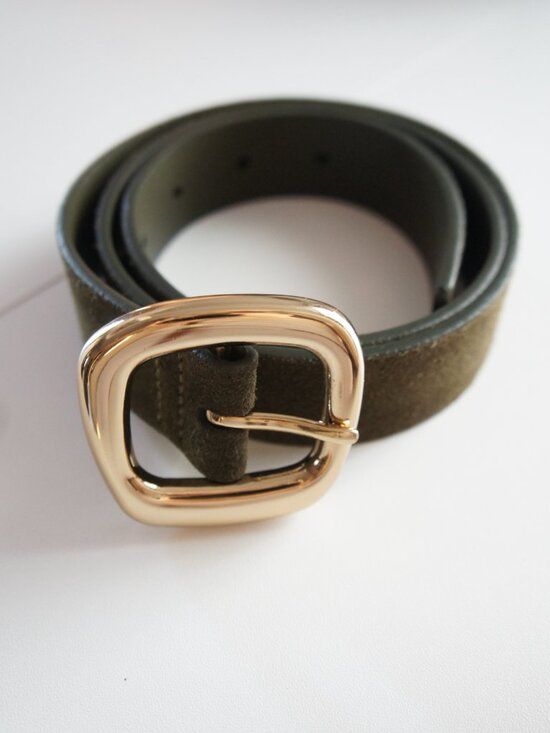 Madewell Dark Green Suede Gold Sculptural Buckle Bely Size XS BRAND NEW main image 5
